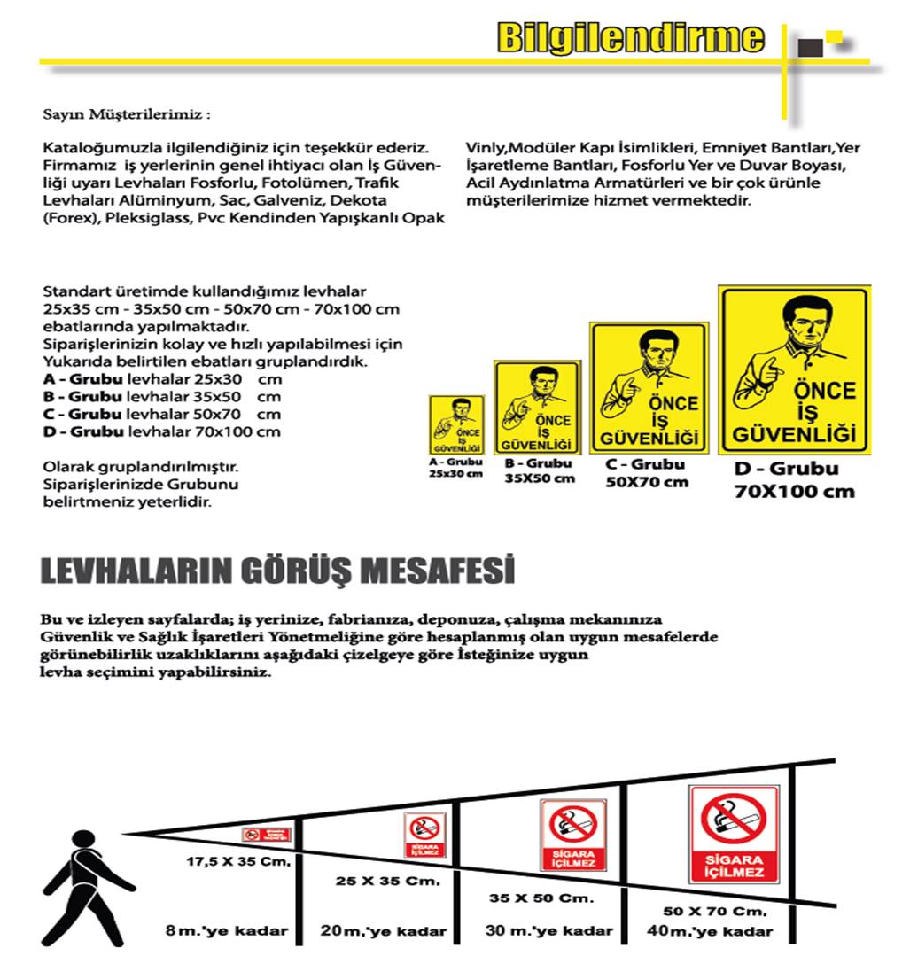 İş Güvenliği Levhaları Ebat Bilgileri